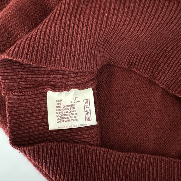 Vintage Brooks Brothers Cashmere Sweater 46 Burgundy Red Made Great Britain XL - Picture 6 of 10